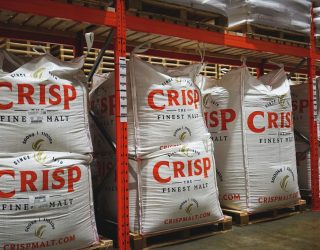 Crisp Brewing Malt in bags situated in the warehouse