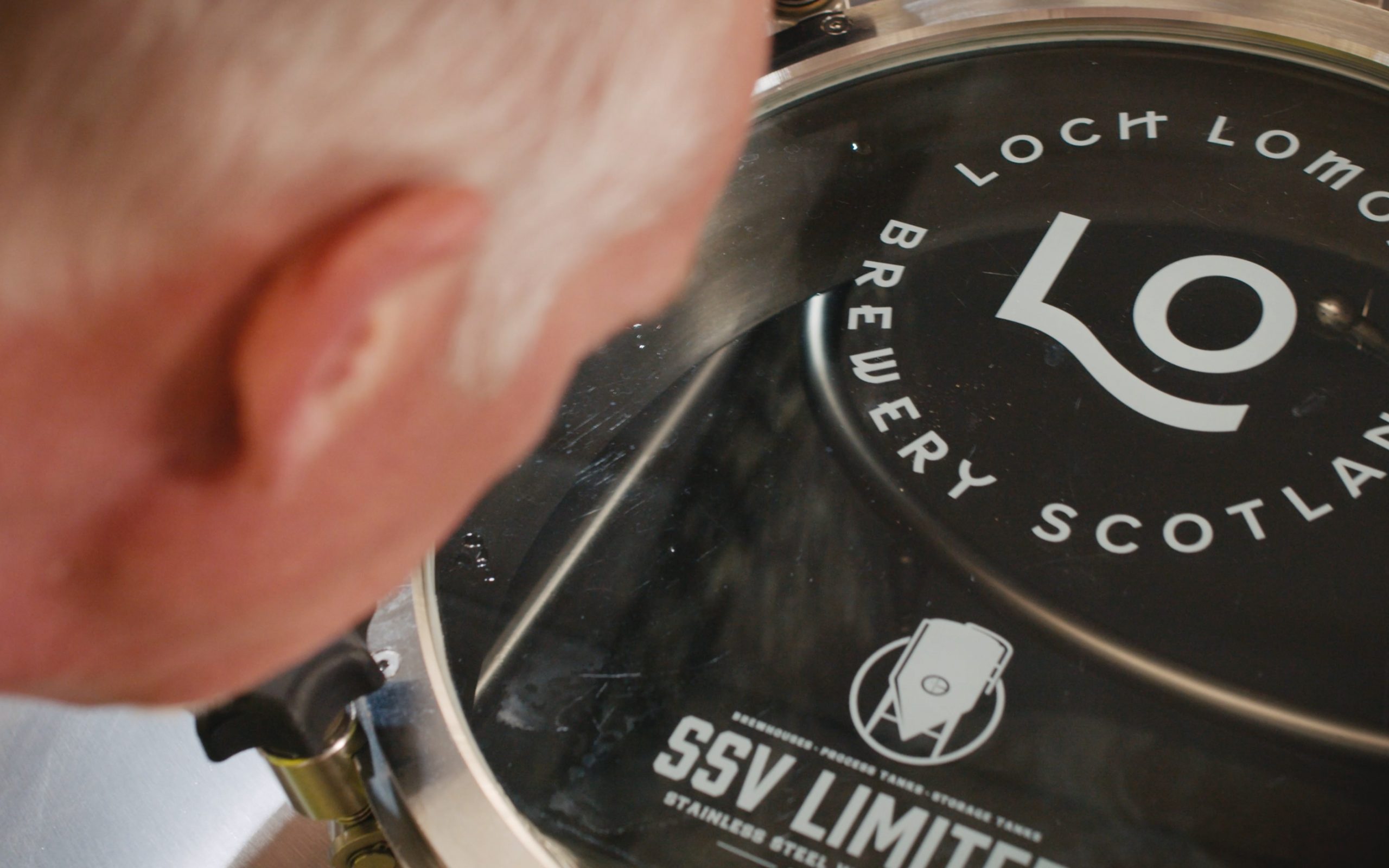 Loch Lomond Brewery, Scotland | Carl Heron from Crisp Malt inspects the mash