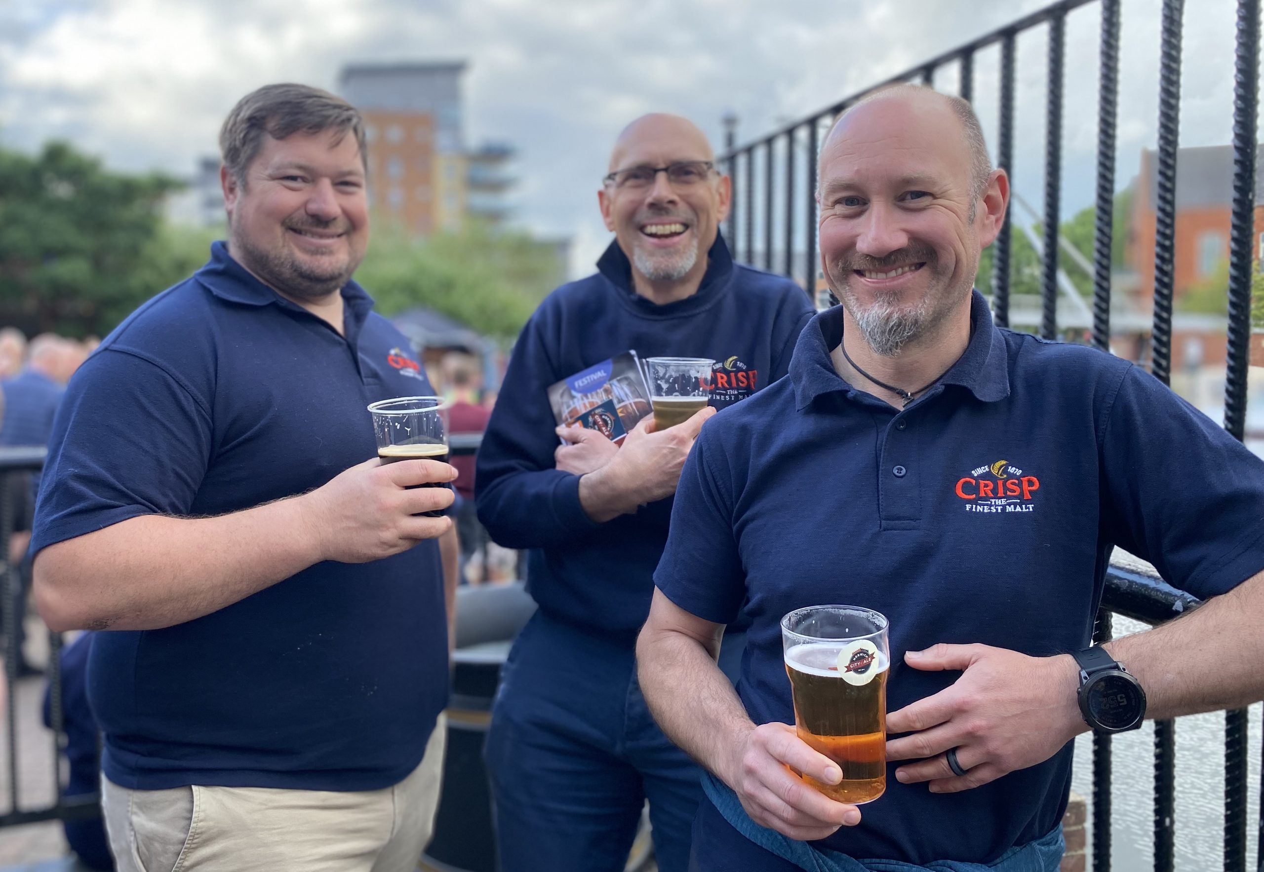 Crisp team members at the launch of the City of Ale Festival, Norwich as part of Beer Week.