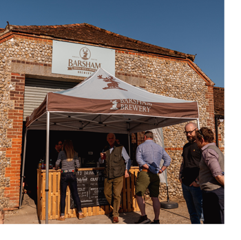 Barsham Brewery serving beers from a stone building