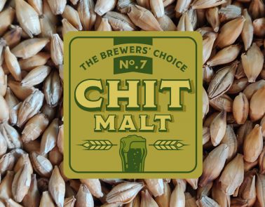 Chit Malt logo against a background of malt