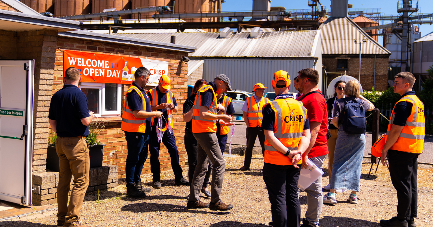 Groups of people arriving at the Crisp Open Day