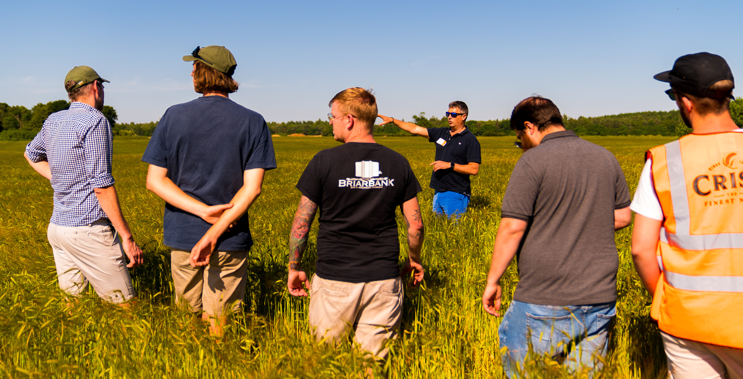 People having a tour of crops during the Crisp Open Day