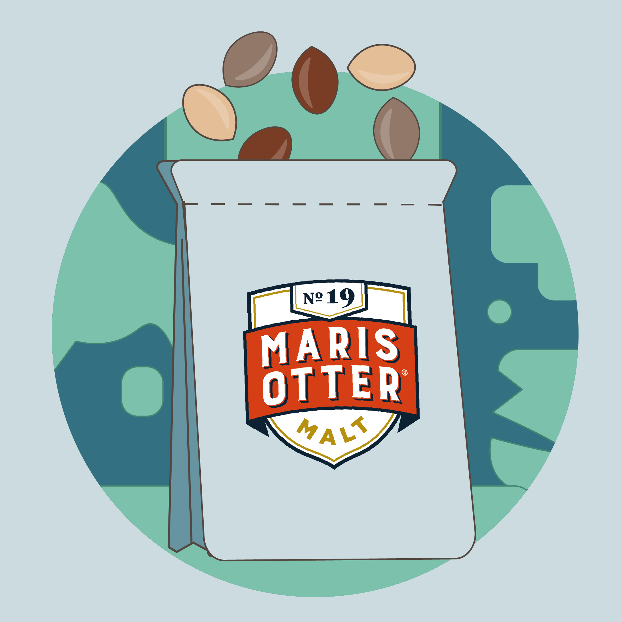 illustration of Maris Otter malt in a bag