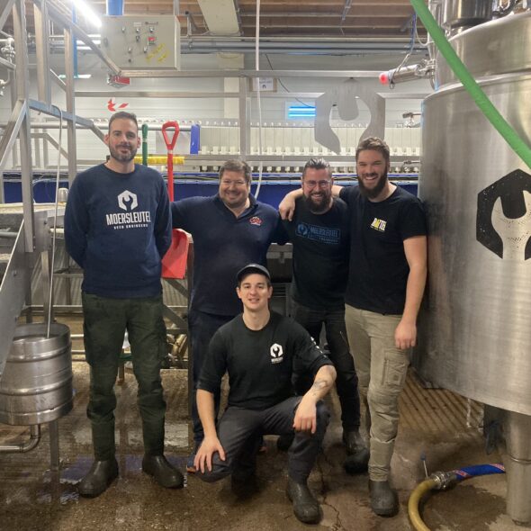 Brewing collaboration with Moerstrutel. Mike Benson brew day with Dutch brewery.