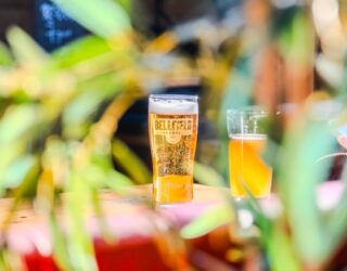 gluten free beer stands on a table